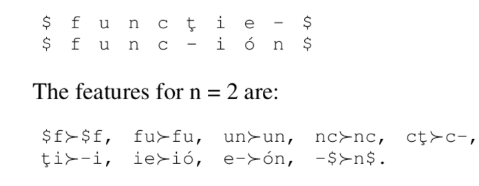 Alignment between Romanian and Spanish words for 'function'